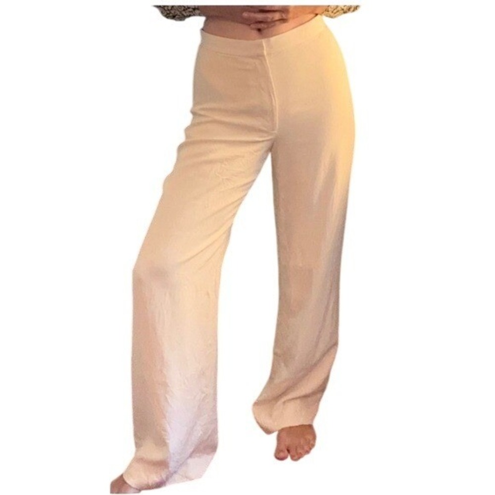 Lauren Ralph Lauren Silk Wide Leg Trousers 16 Cream Off-White